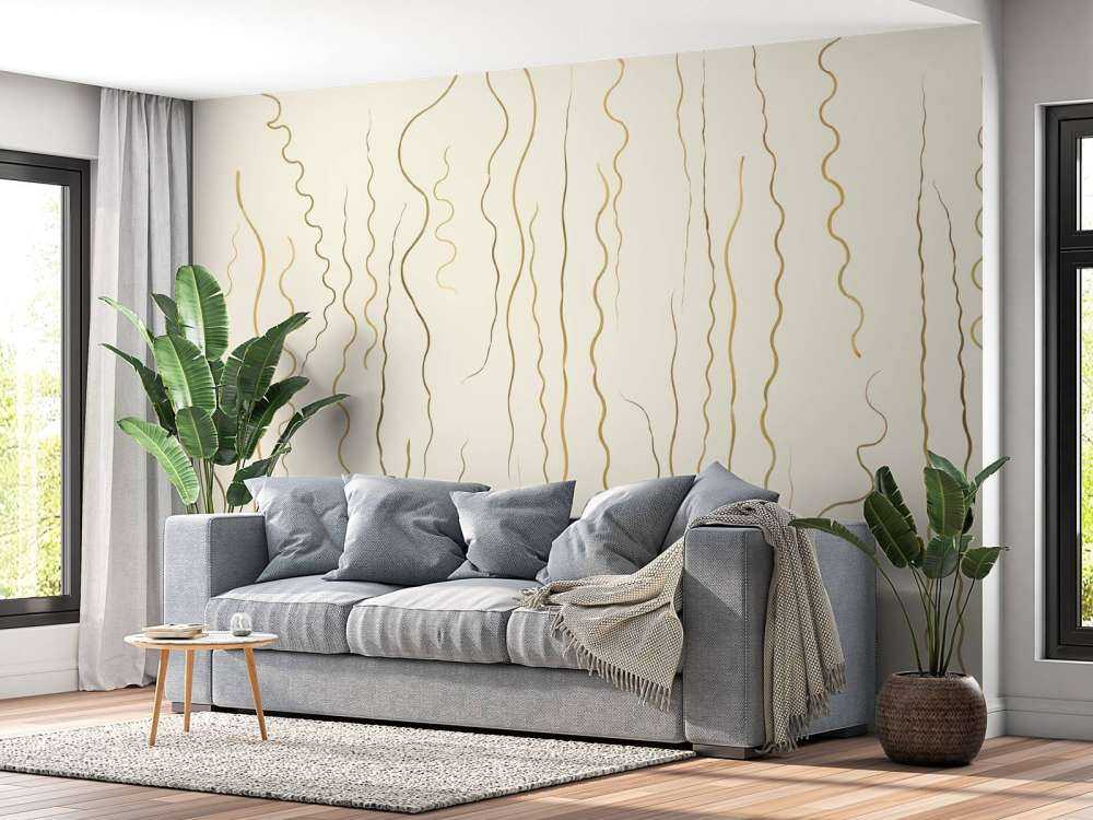 Lignes organiques herbe beige