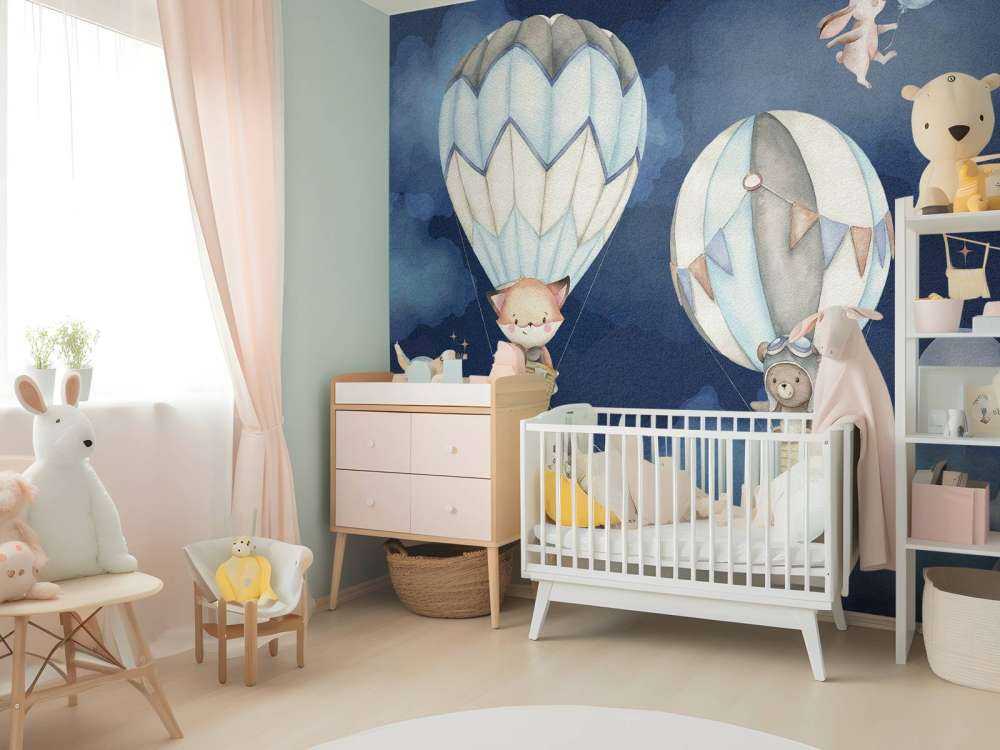 Voyage en mongolfière bleu