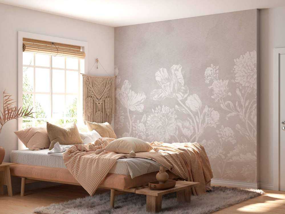 Paysage floral baroque - grège