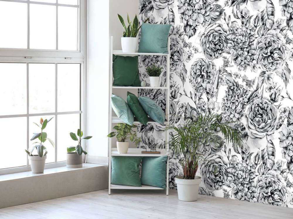 Jardin de Fleurs Noir et Blanc