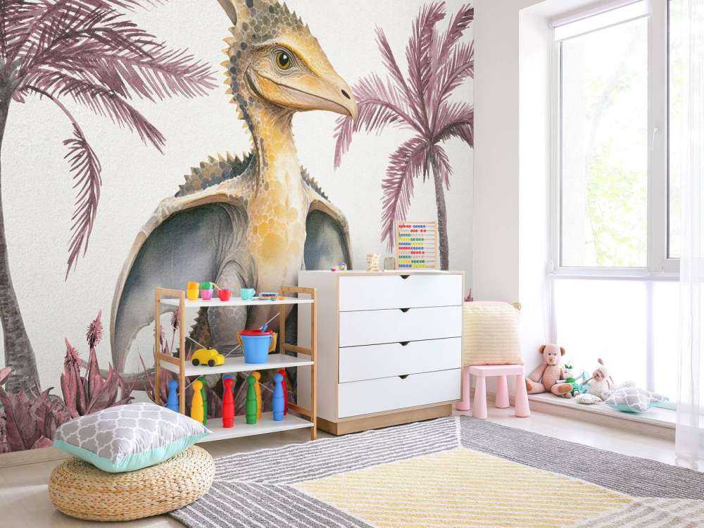 Bébé ptéranodon dans la jungle rose