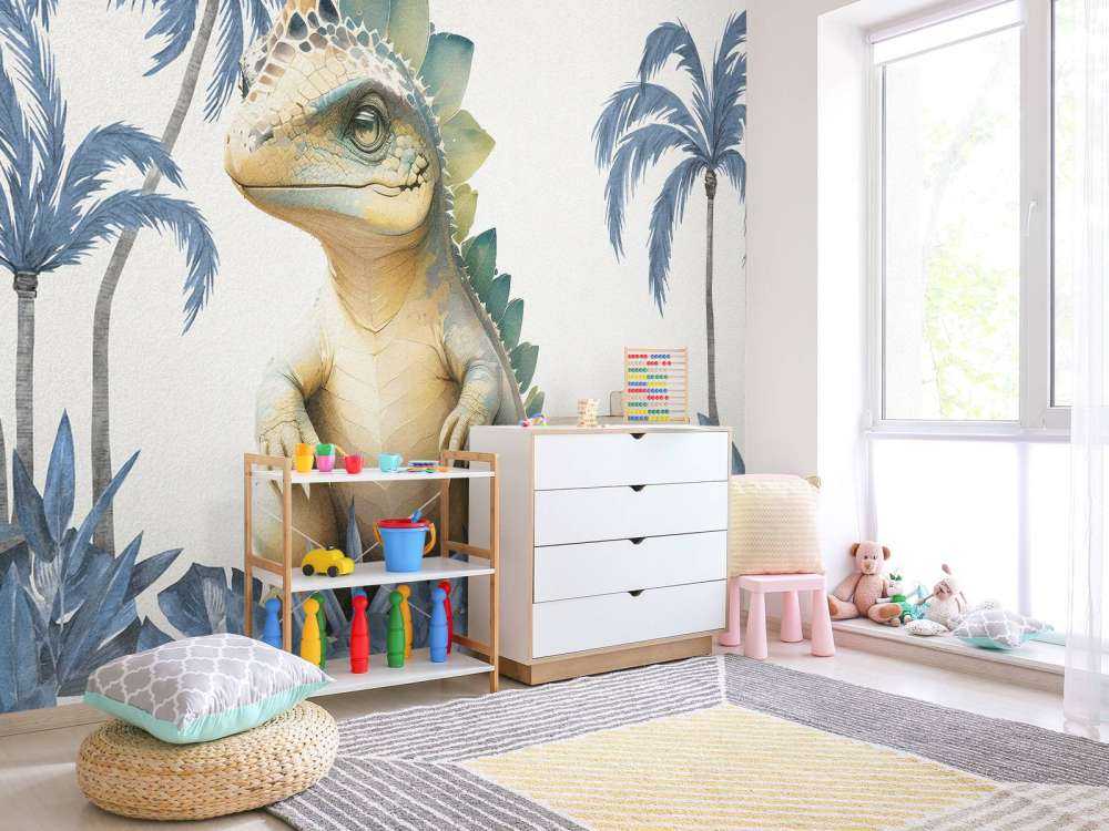 Bébé stégosaure dans la jungle bleue