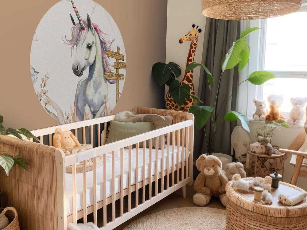Bébé licorne avec des plantes taupe