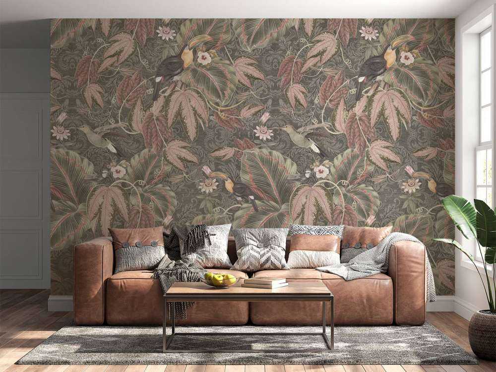 Oiseaux de la jungle tropicale & toucans - vert vintage