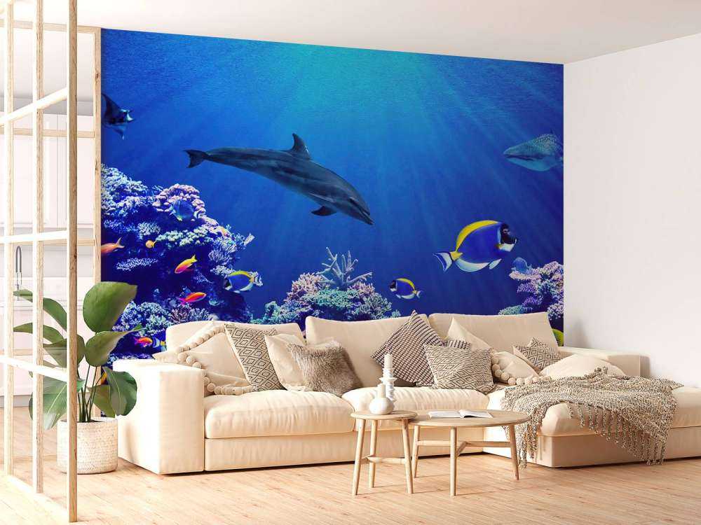 Le monde sous-marin en bleu