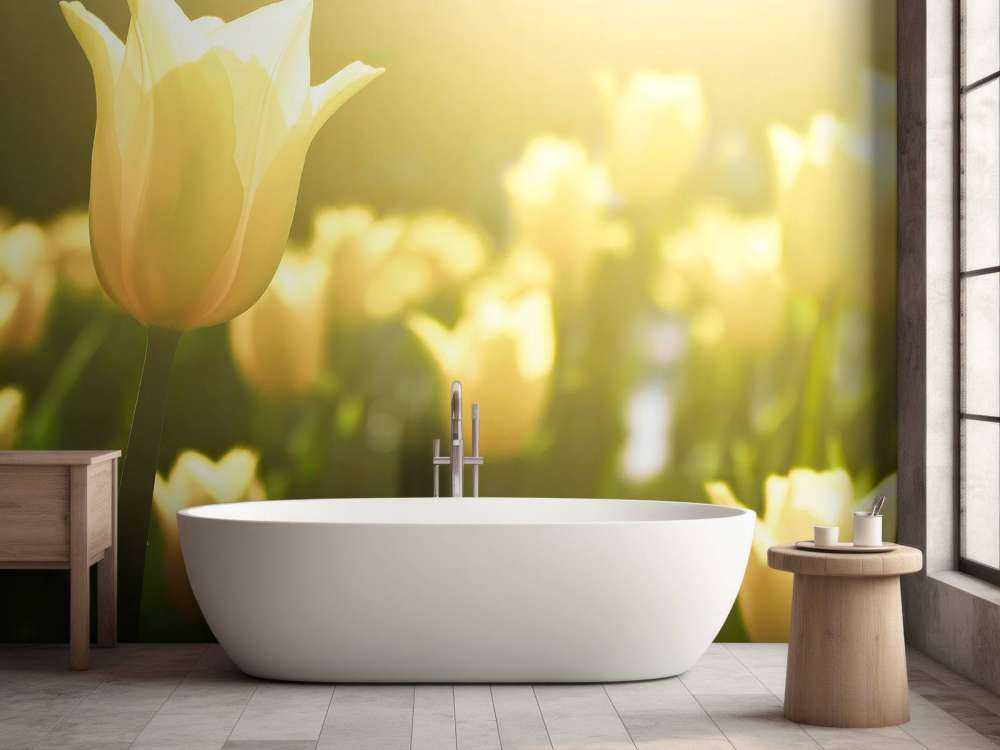 Gros plan sur la tulipe jaune