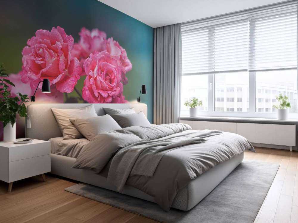 Branche de rose rose