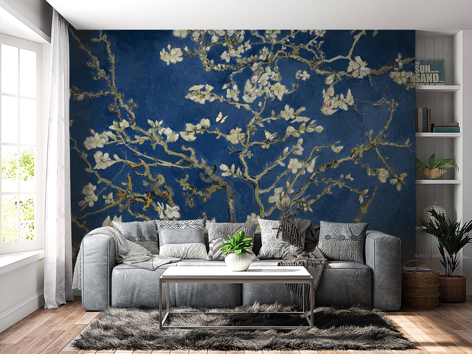 Papier peint Fleurs bleues nr. w01128 – magasin en ligne