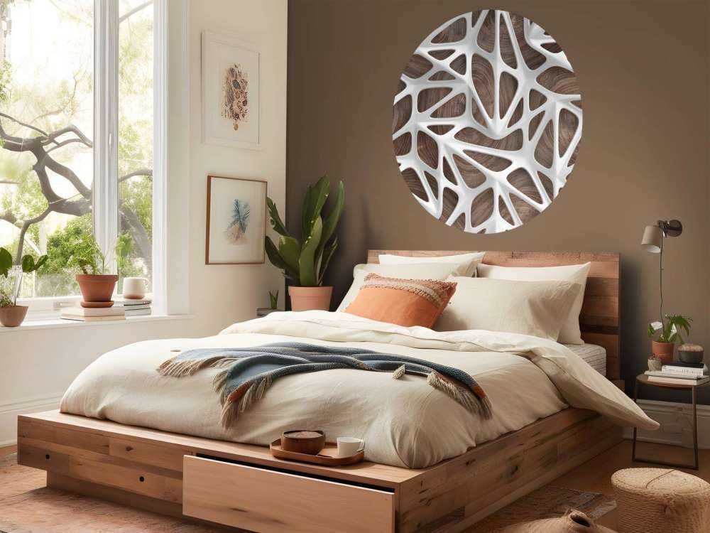 Motif blanc sur bois