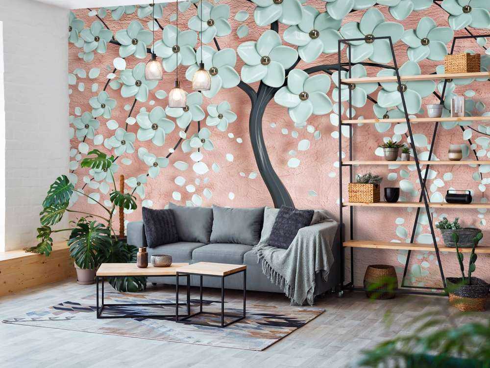 Arbre fantaisie noir avec des fleurs de menthe