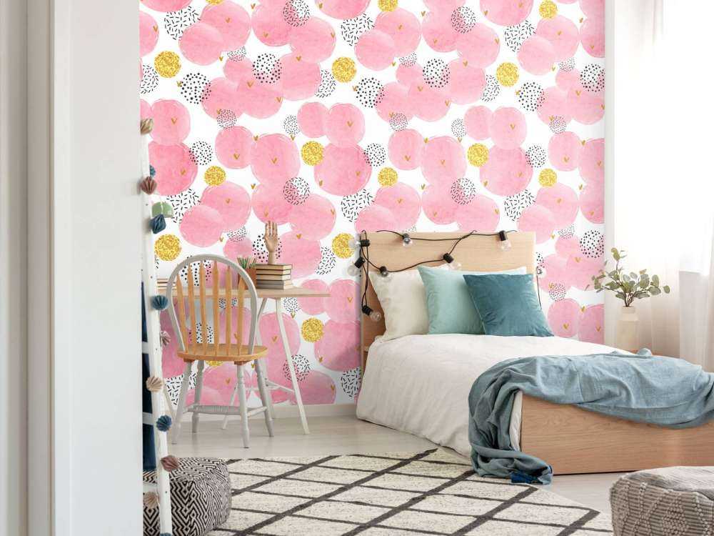 Cercles roses et dorés