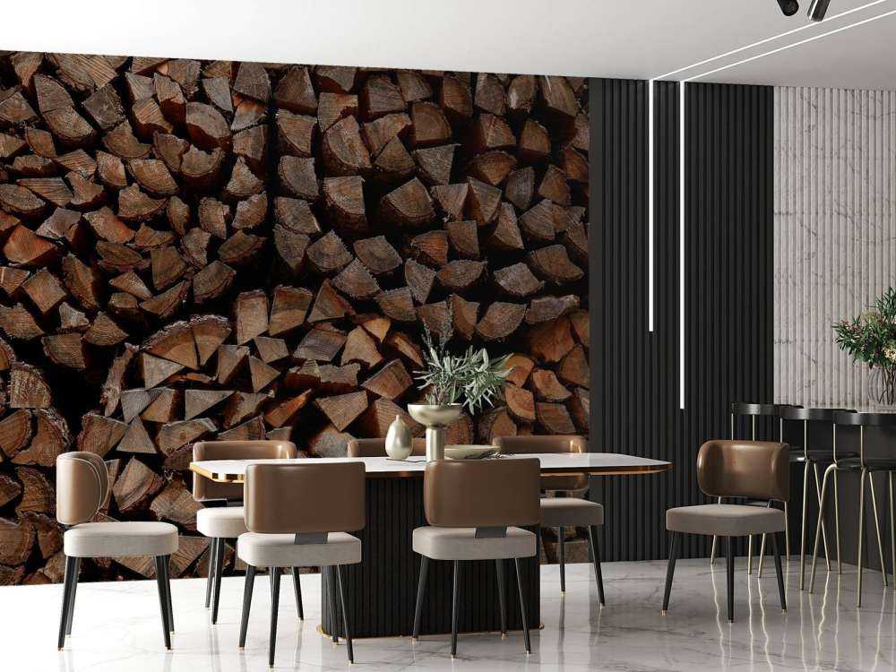 Piles de bois rondes