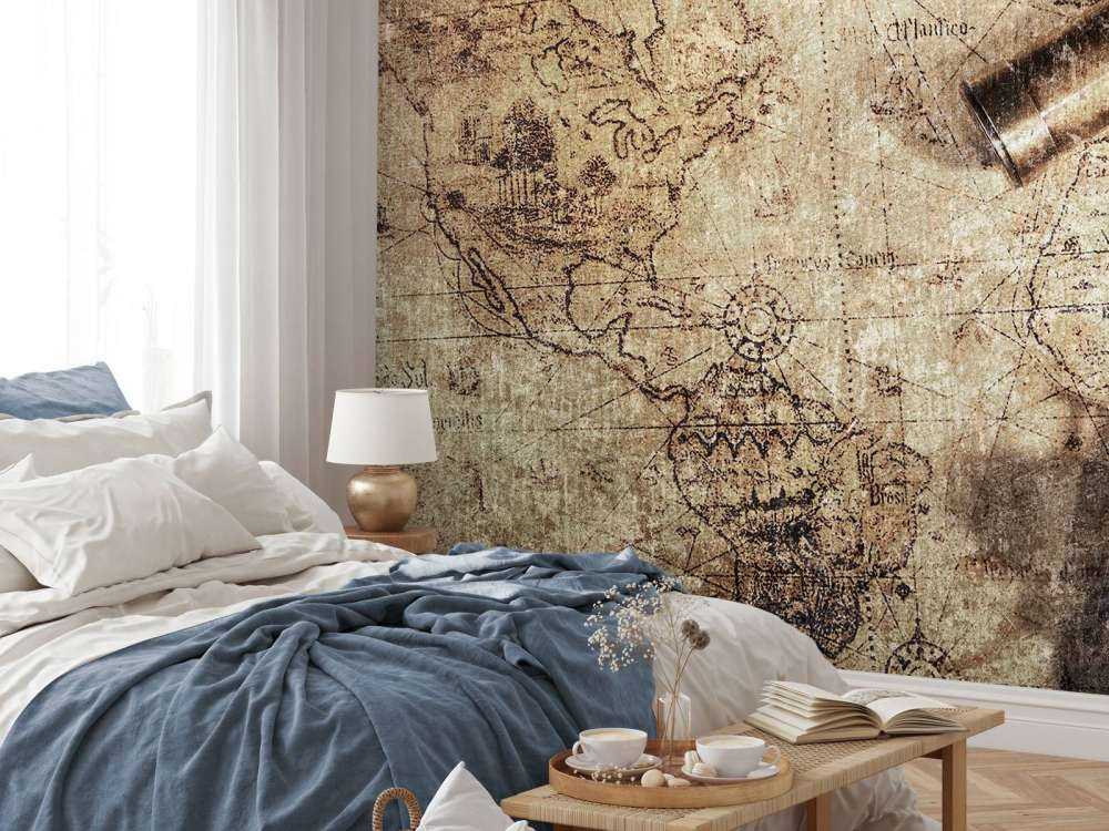 Carte du monde avec boussole