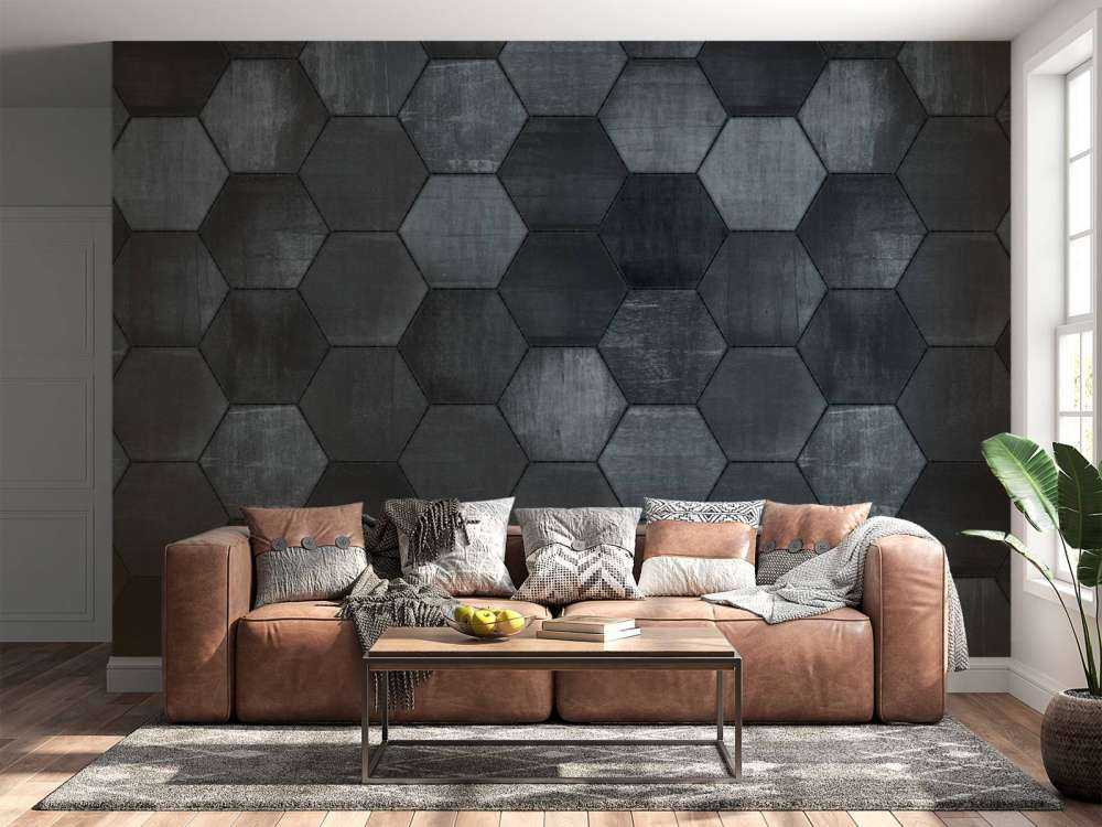 Hexagones en pierre grise