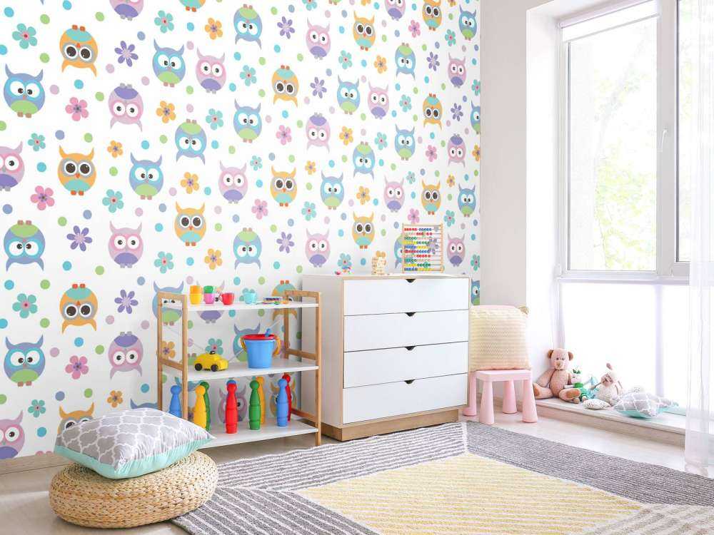 Papier peint avec des hiboux