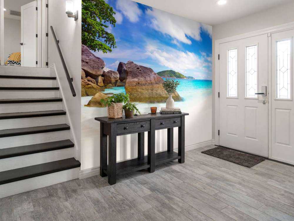 Photo panoramique d'une plage tropicale