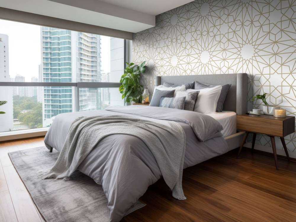 Motif Fleurs géométriques, blanches