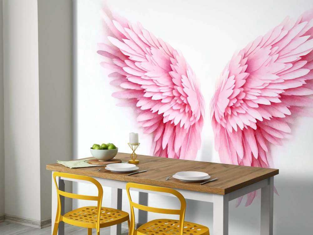 Pink watercolor guardian angel wings
