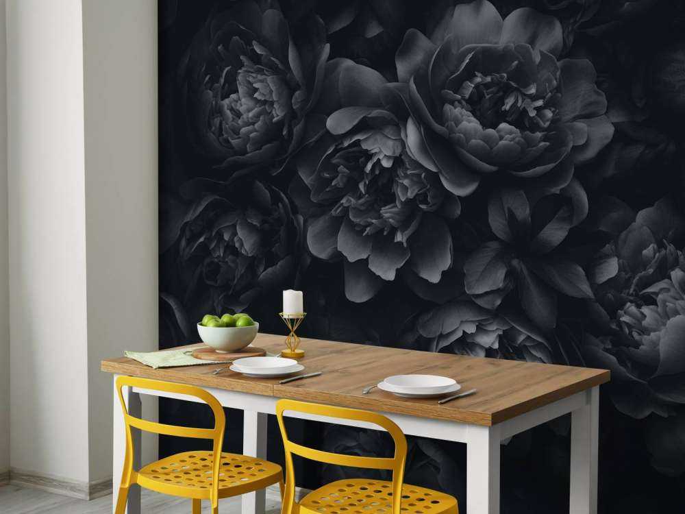 Fleurs opulentes noires et grises
