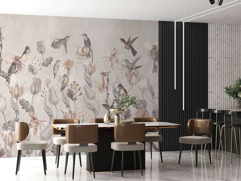 Symphonie des Colibris de Printemps - Fleur Sépia Vintage