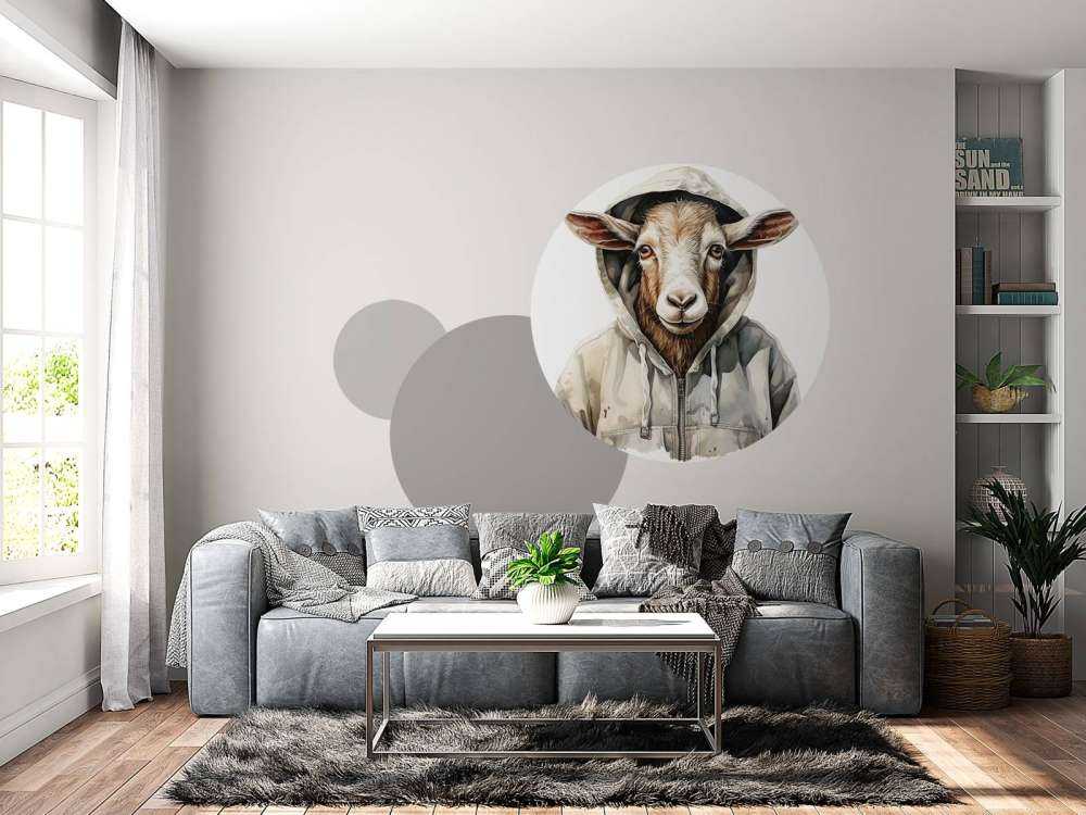 Chèvre de dessin animé en aquarelle avec un sweat à capuche