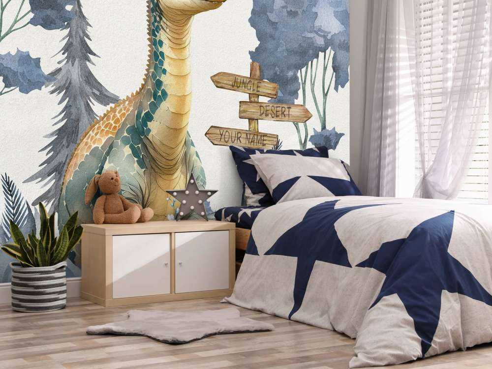 Bébé brachiosaure dans la jungle bleue