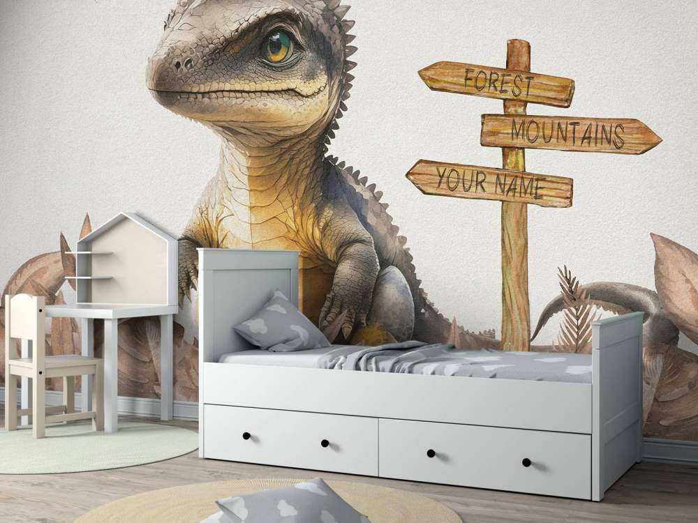 Bébé spinosaure dans la jungle taupe