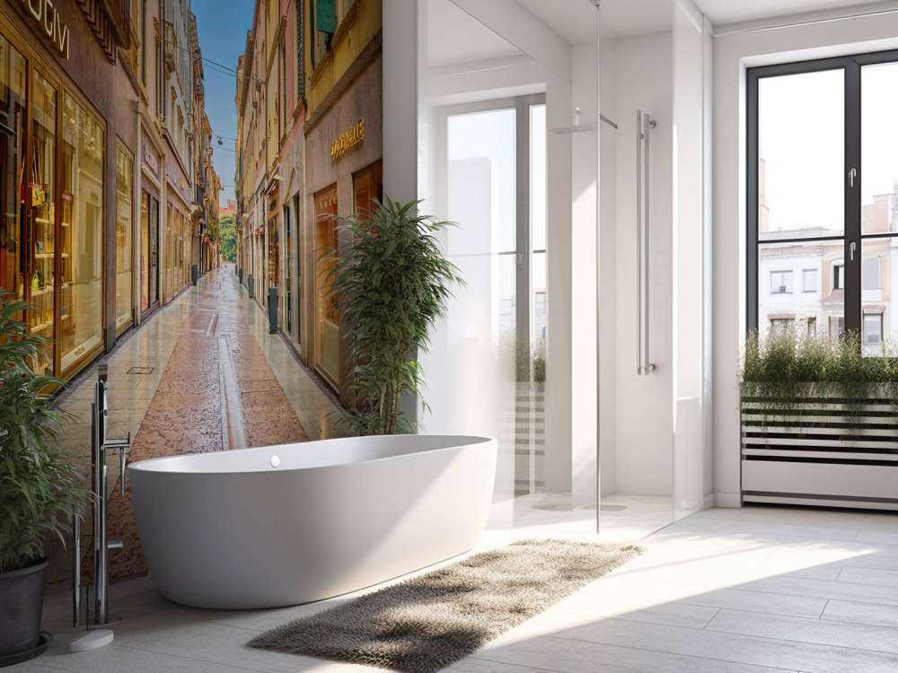 Rue commerçante tôt le matin