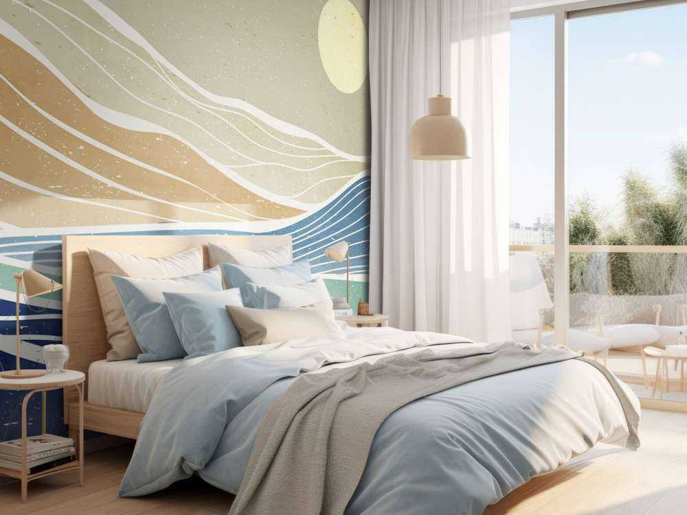 Vagues océaniques colorées avec le soleil