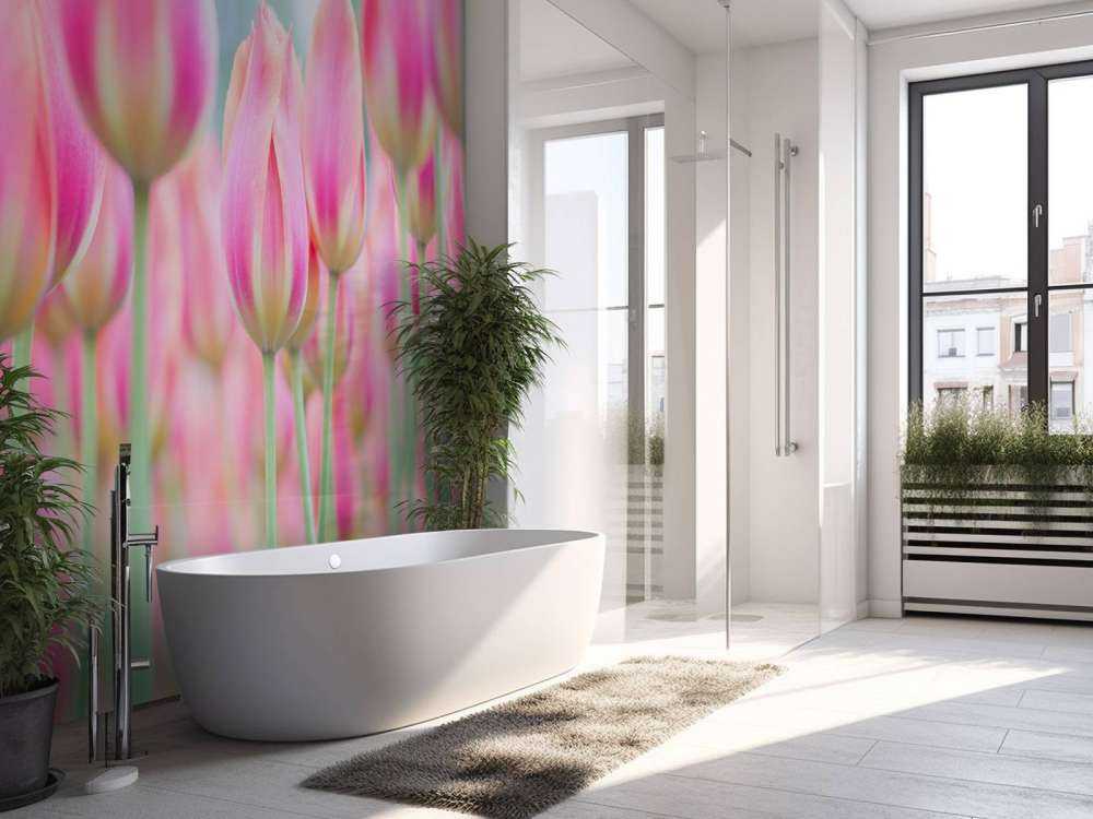 Gros plan sur des tulipes roses