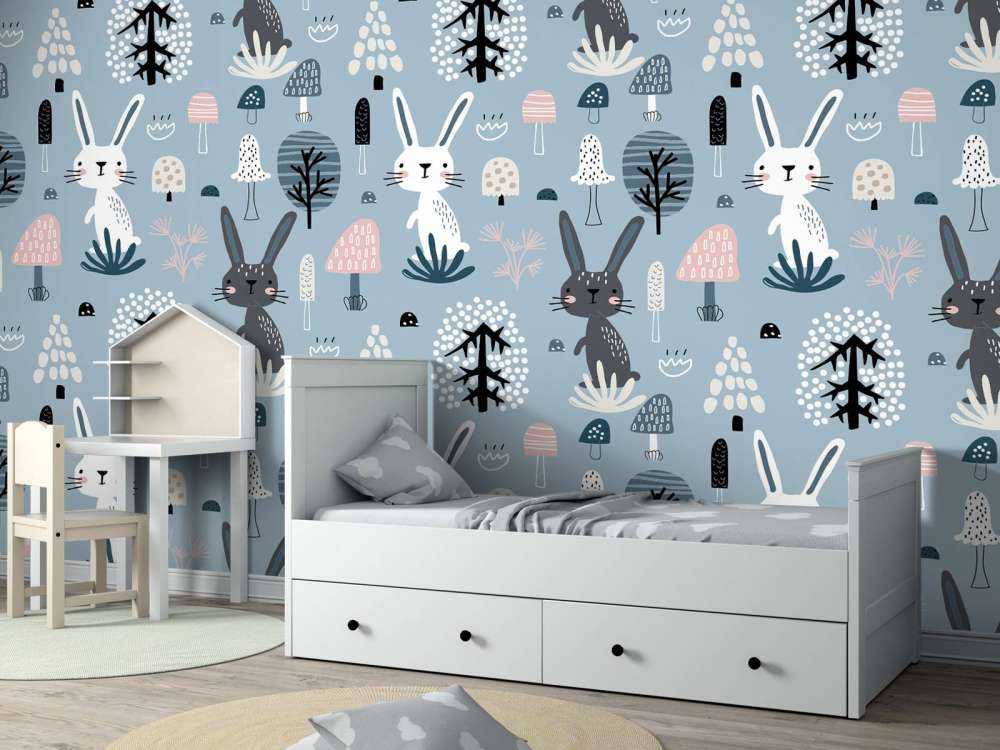 Motif de lapin bleu