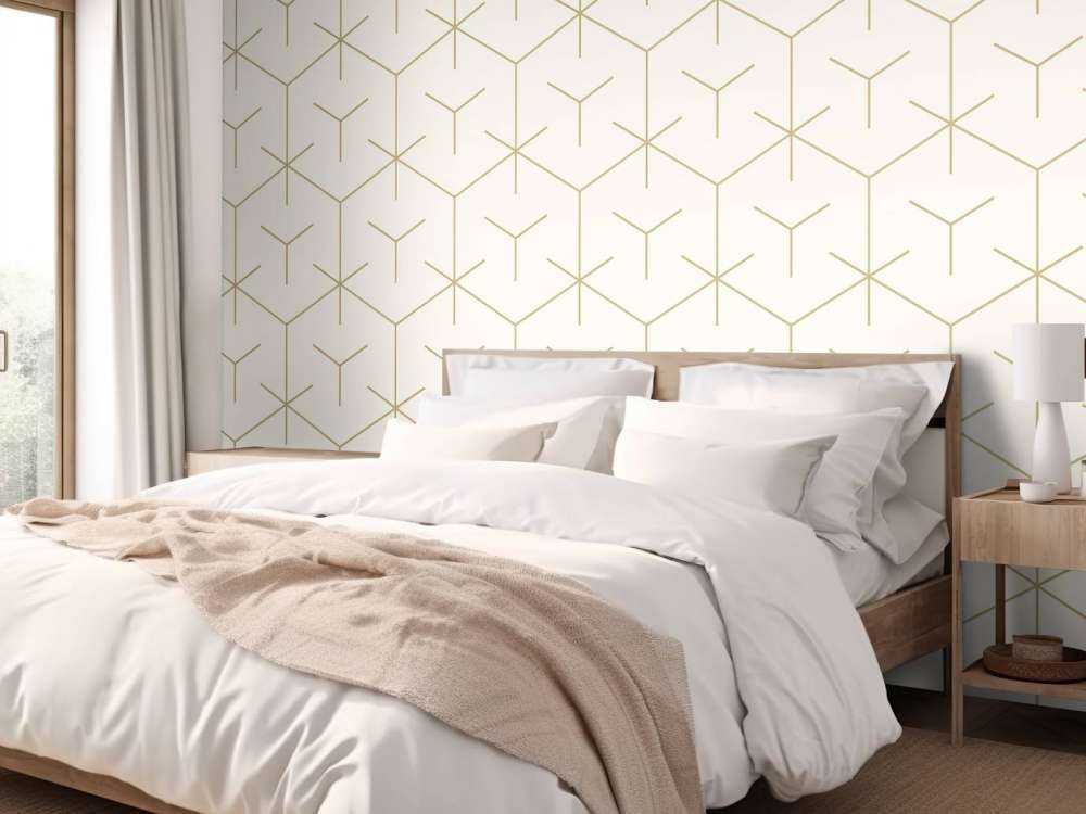 Motif Hexagones géométriques, blanc