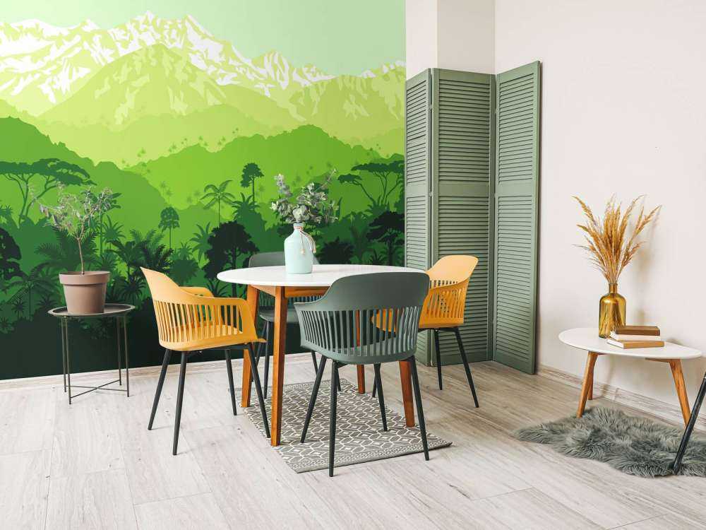 Arbres de la jungle et hautes montagnes