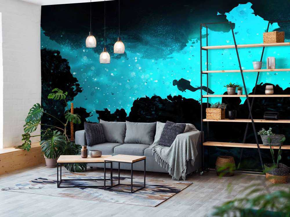 Grotte étroite avec plongeur