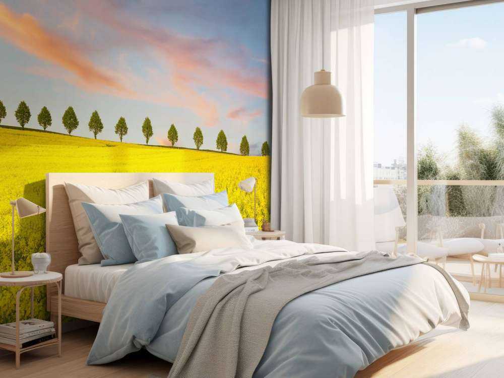 Champ plein de fleurs jaunes