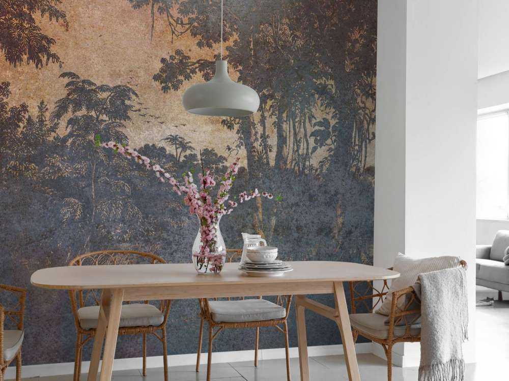 Jungle fanée dans la pénombre