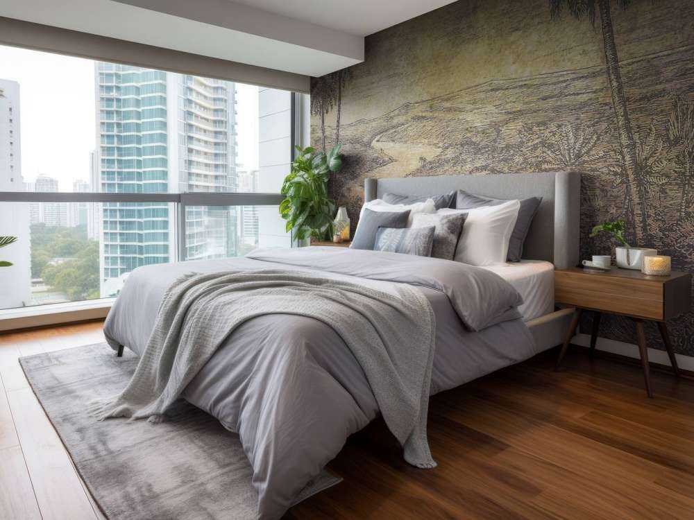 Paysage fluvial tropical au coucher du soleil