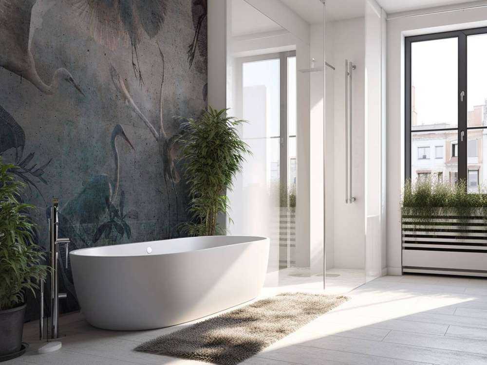 Hérons volants dans le bleu crépusculaire