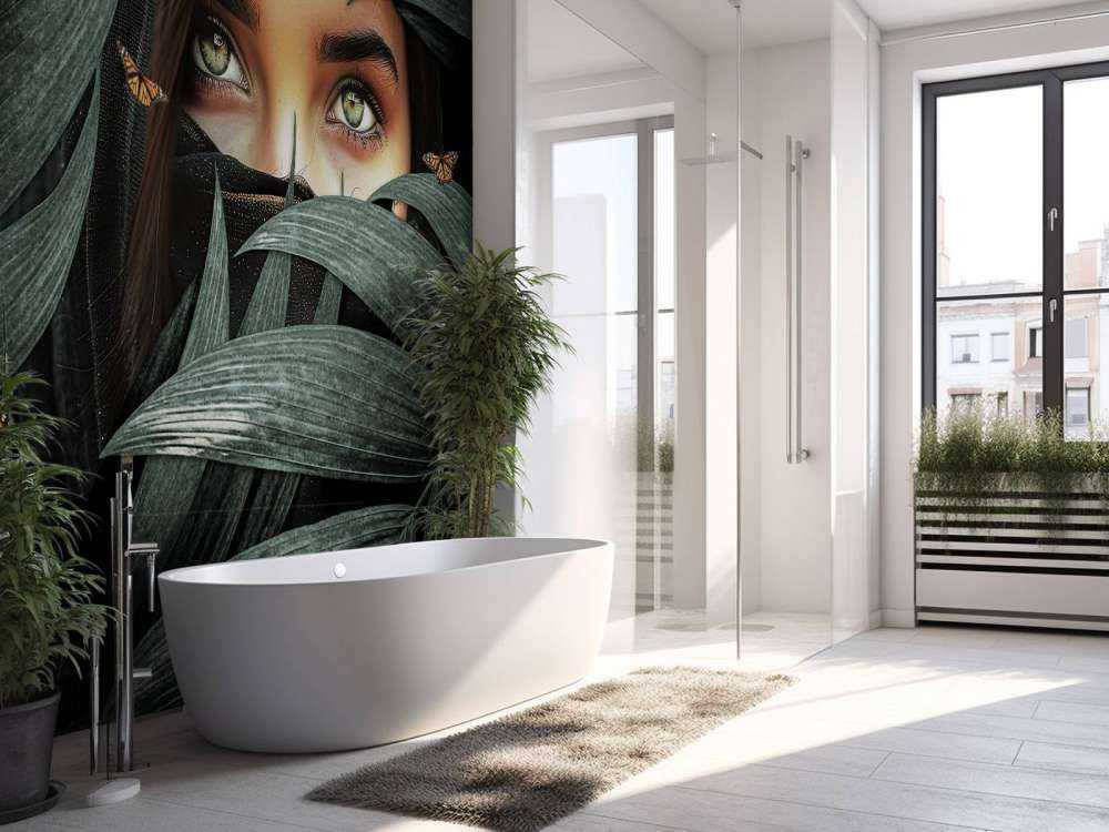 Regard vert entre les palmiers