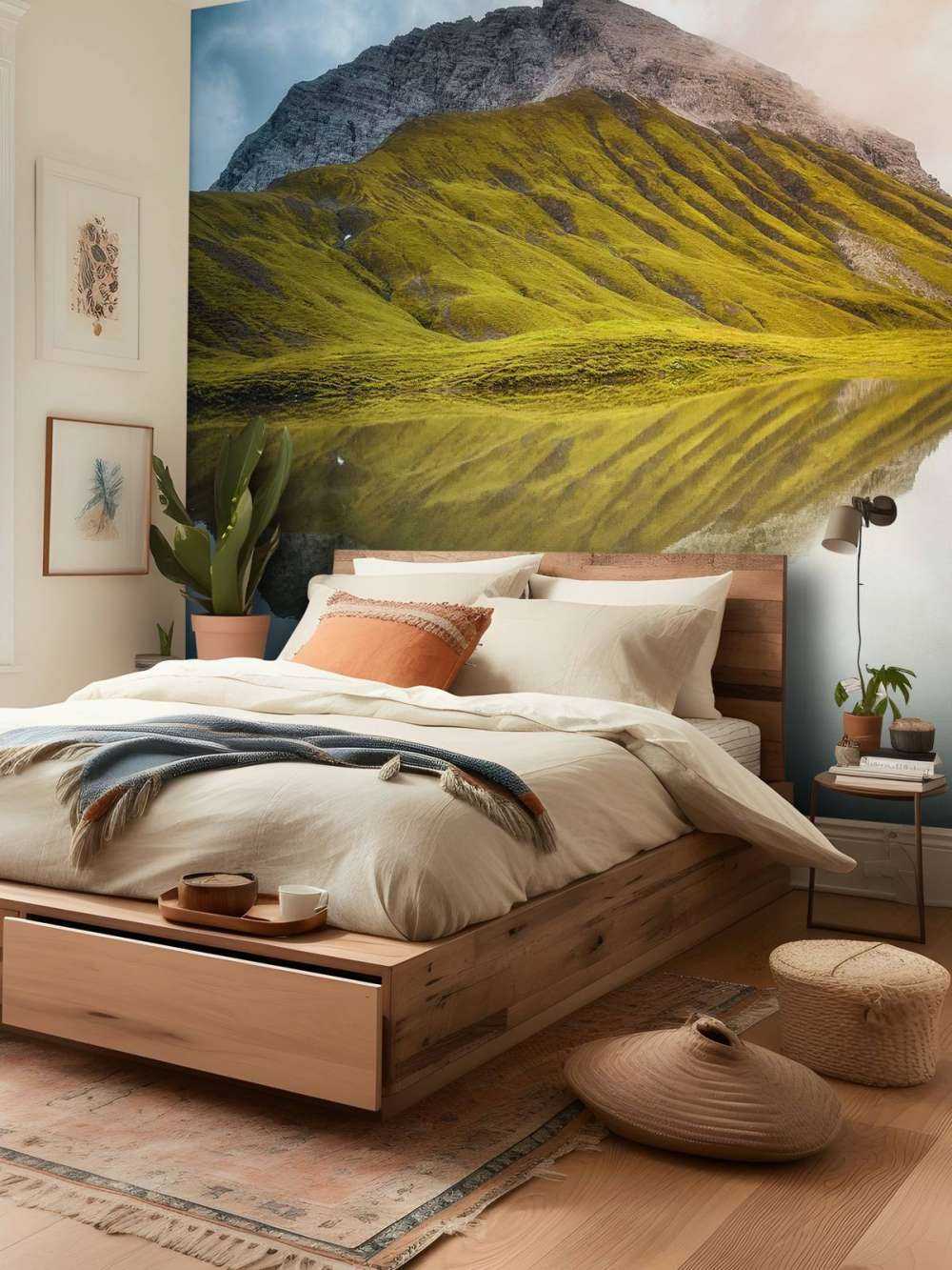 Sommet de la montagne reflété dans la lumière du matin.