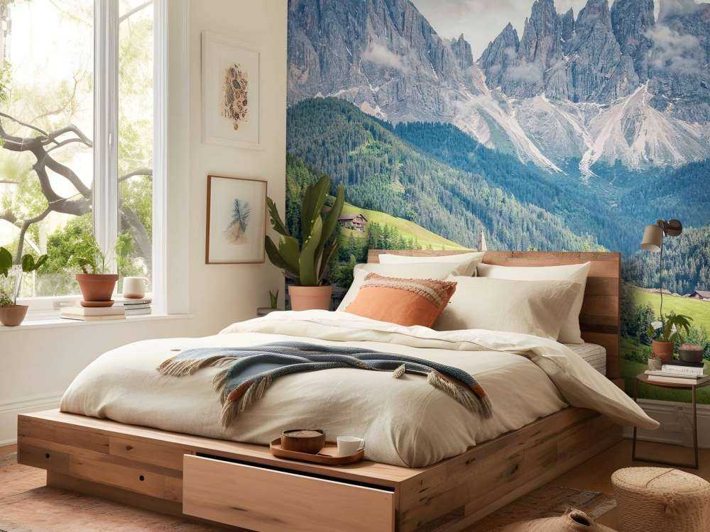 Village alpin dans une vallée verte