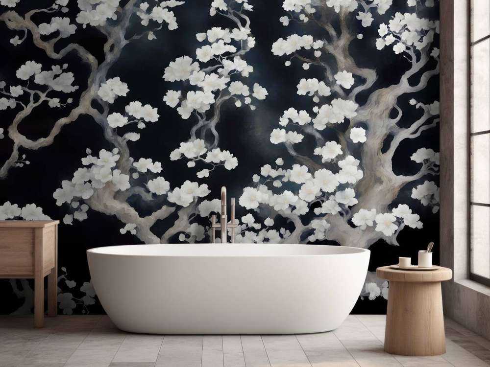 Forêt en fleurs merveilleuse - noire