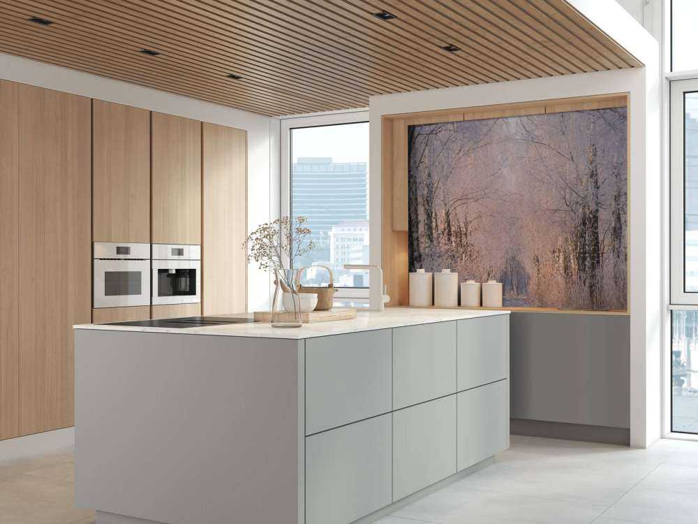 Bomenrij dans la brume d'hiver