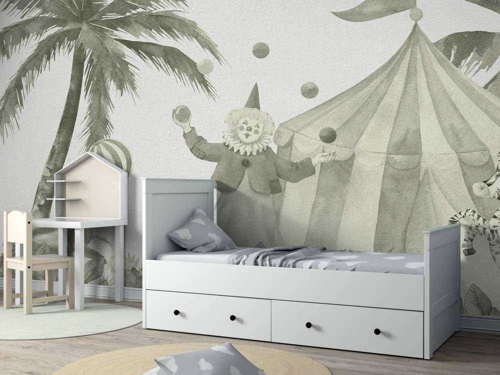 Animaux de cirque joyeux en vert d'eau