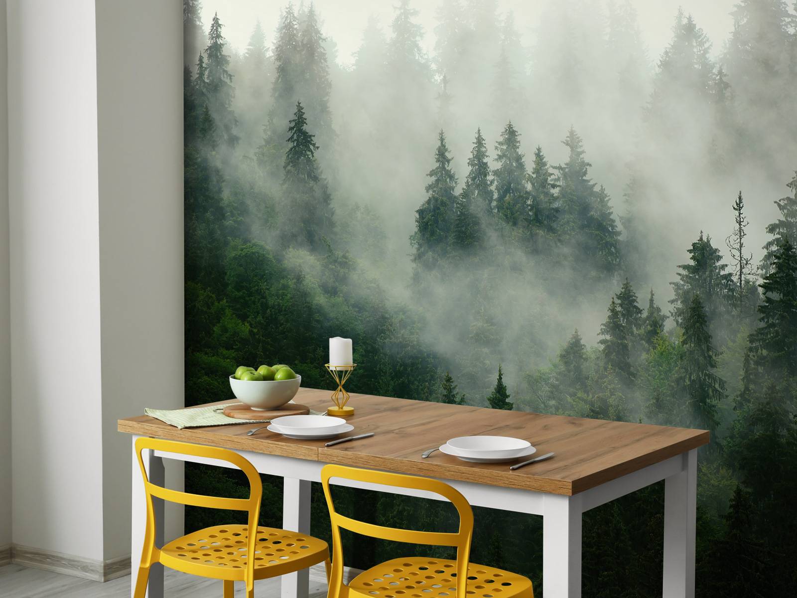 Papier peint, Forêt dans un paysage de brouillard 400x280 | Leroy Merlin