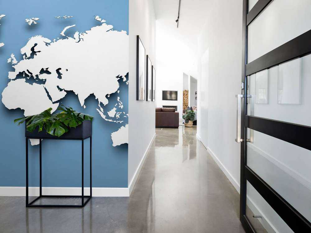 Carte du monde en 3D bleu