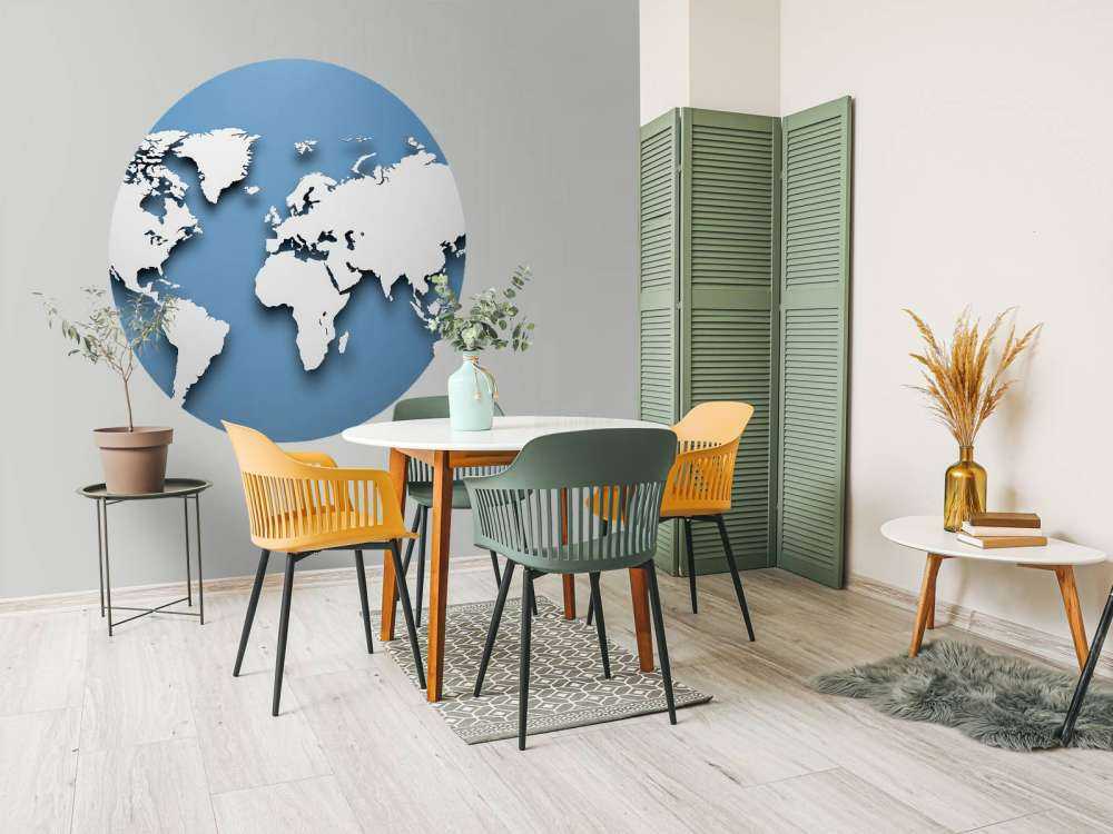 Carte du monde en 3D bleu