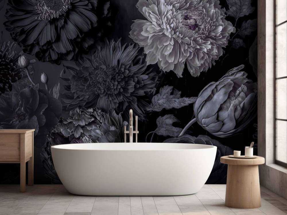 Fleurs sombres gris foncé