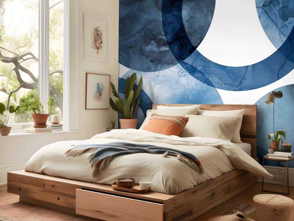 Mid century modern round blue