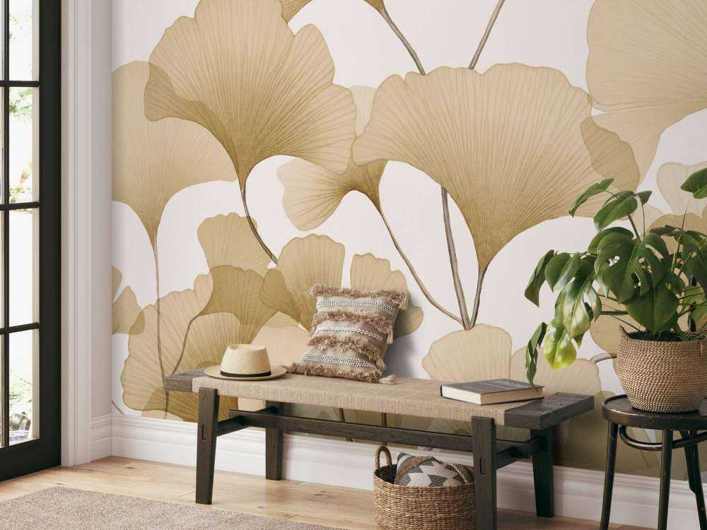 Tranquil gingko dreams soft beige